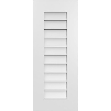 Ekena Millwork Vertical Surface Mount PVC Gable Vent: Non-Functional, w/ 3-1/2"W x 1"P Standard Frame, 14"W x 34"H GVPVE14X3401SN
